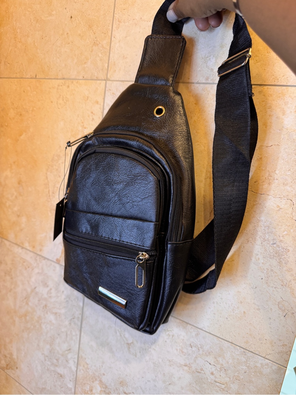 Black Men’s Crossbody Sling Bag - Classic Casual Carry